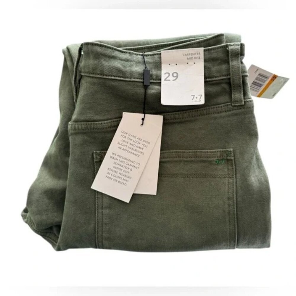 Seven7 7.7 Olive Green Carpenter Mid-Rise Jeans size 29 - Picture 3 of 10